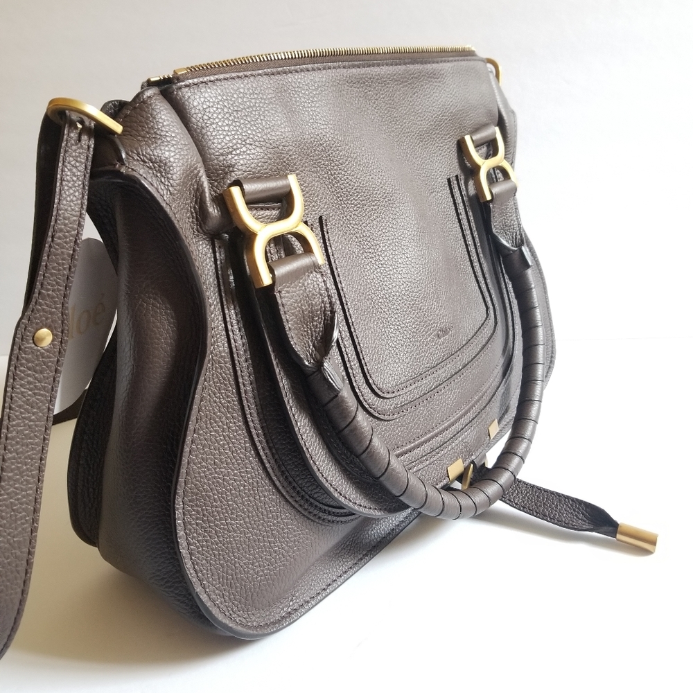 Chloe Medium Marcie Leather Satchel Bold Brown - Picture 6 of 12